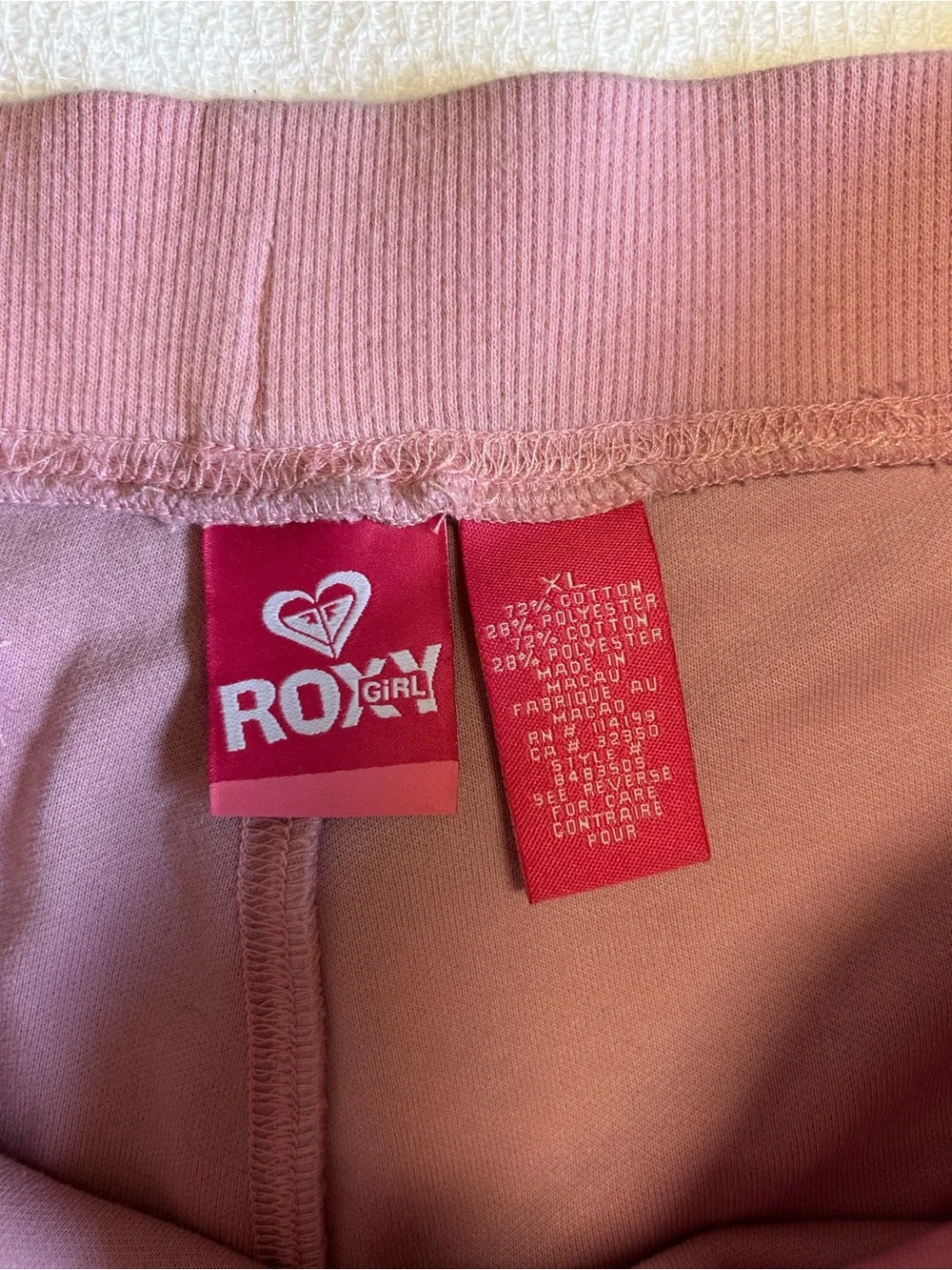 Roxy Girl XL Pink Wide-Leg Striped “Surf Your Love” Track Pants